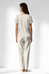 Woman Polyviscon Lina Buttoned Collar Pyjama Set - ROTASYON - Image 3