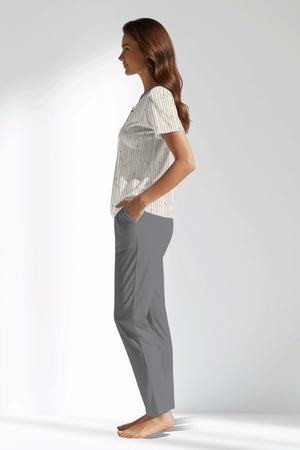 Woman Polyviscon Lina Buttoned Collar Pyjama Set - B-ROTASYON - Image 2