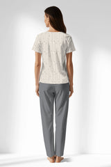 Woman Polyviscon Lina Buttoned Collar Pyjama Set - B-ROTASYON - Image 3