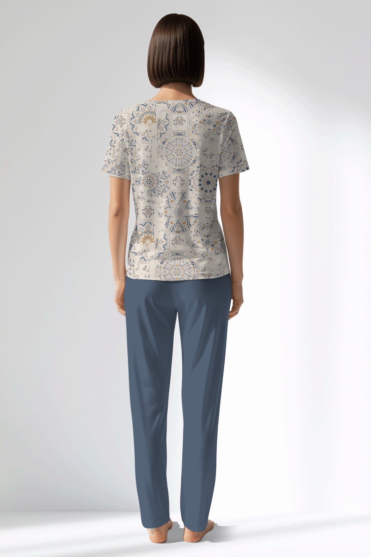 Woman Polyviscon Lina Pocket Detail Pyjama Set - B-ROTASYON - Image 3
