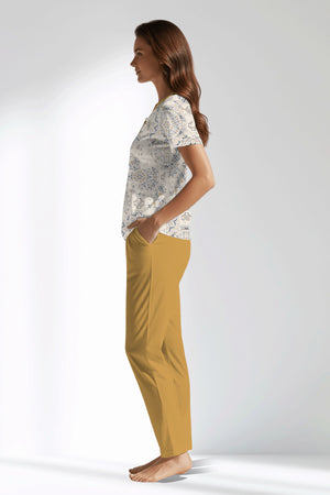 Woman Polyviscon Fresco Buttoned Collar Pyjama Set - ROTASYON - Image 2