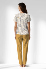 Woman Polyviscon Fresco Buttoned Collar Pyjama Set - ROTASYON - Image 3