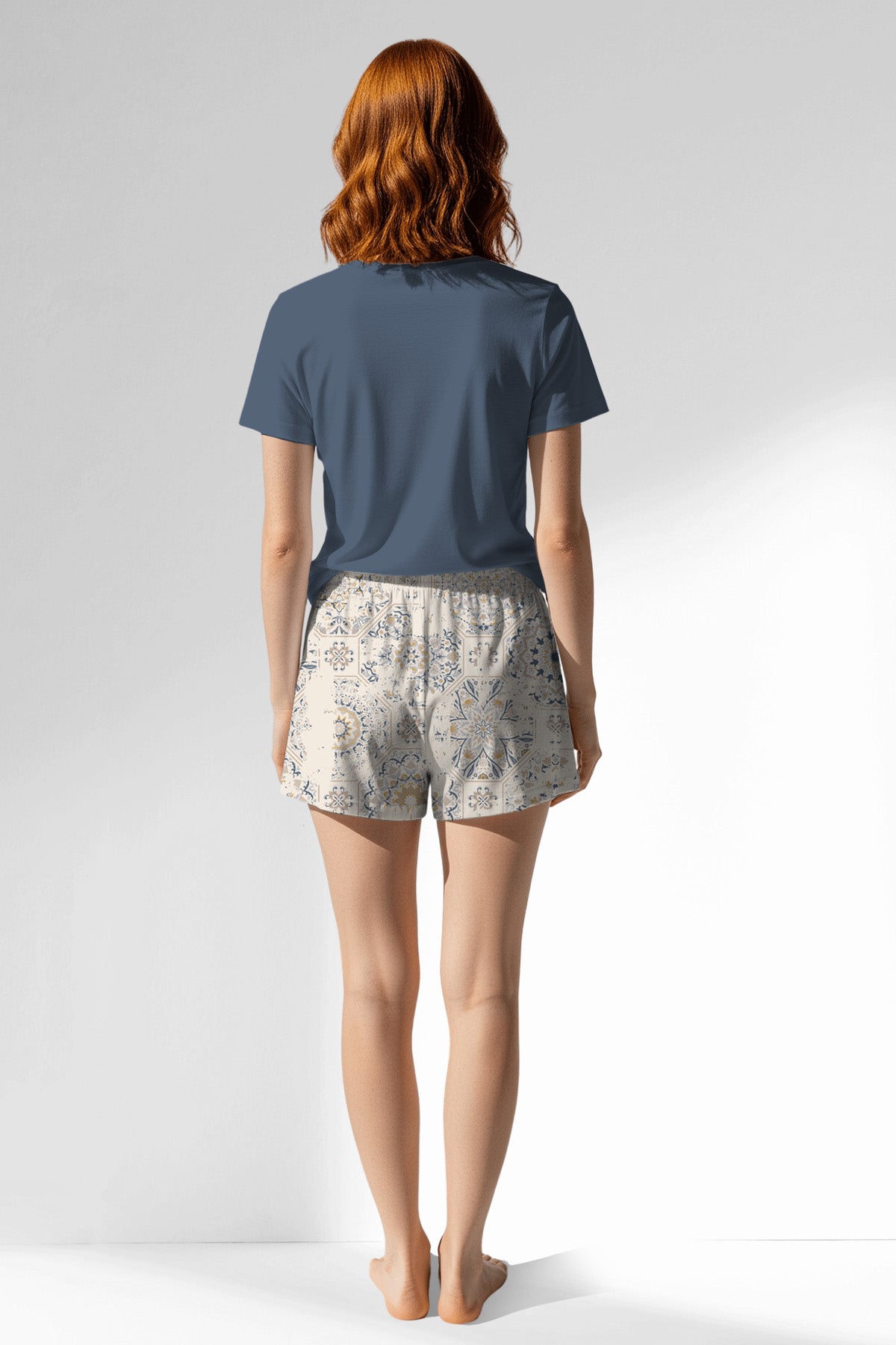 Woman Polyviscon Fresco Short Set - B-CHINA BLUE - Image 3