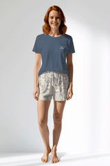 Woman Polyviscon Fresco Short Set - B-CHINA BLUE - Image 1