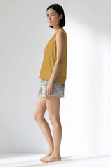 Woman Polyviscon Fresco Thick Strap Short Set - A-HONEY GOLD - Image 2