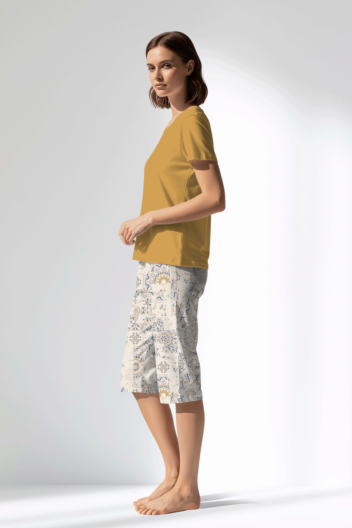 Woman Polyviscon Fresco Capri Set - HONEY GOLD - Image 2