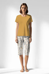 Woman Polyviscon Fresco Capri Set - HONEY GOLD - Image 3