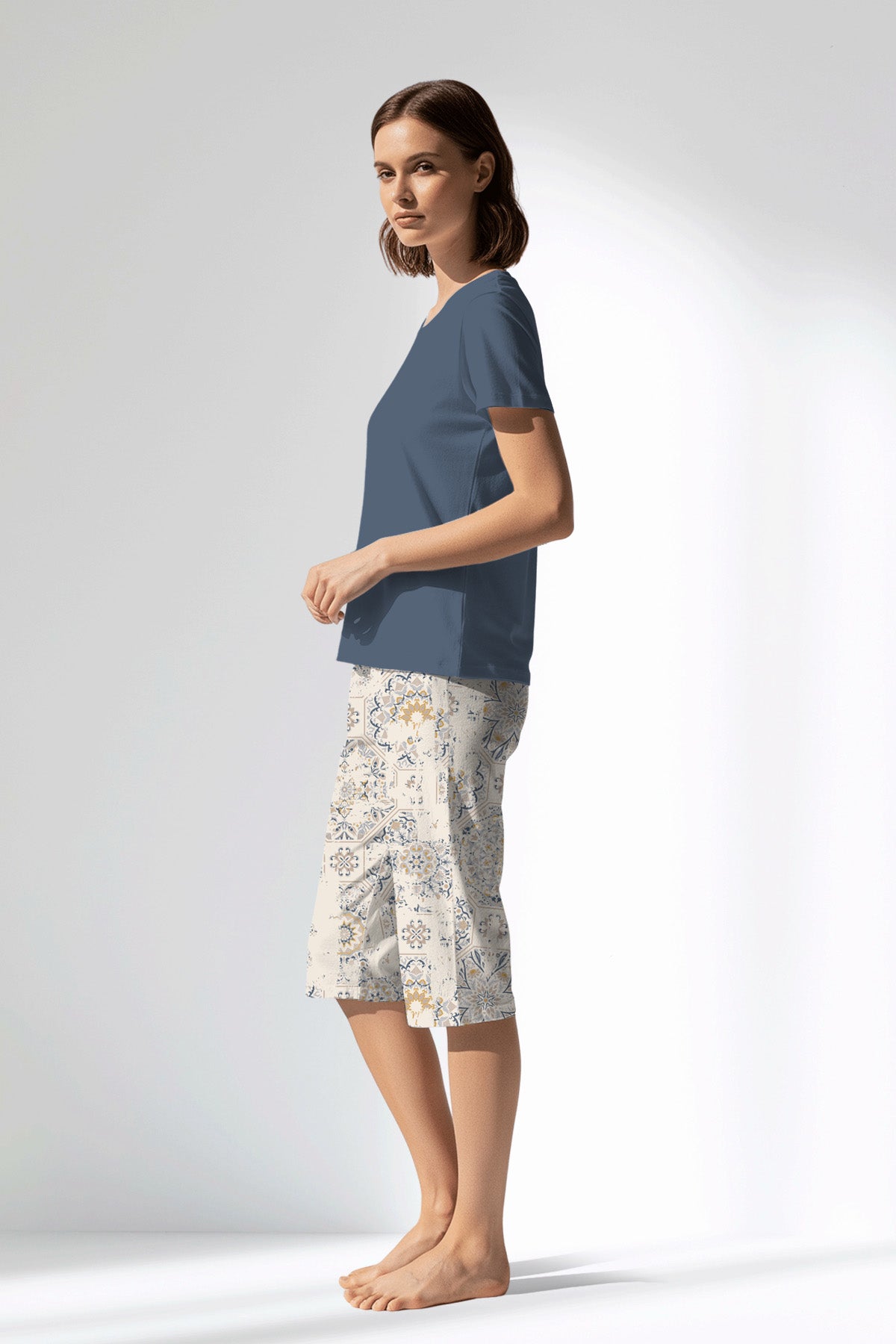 Woman Polyviscon Fresco Capri Set - B-CHINA BLUE - Image 2