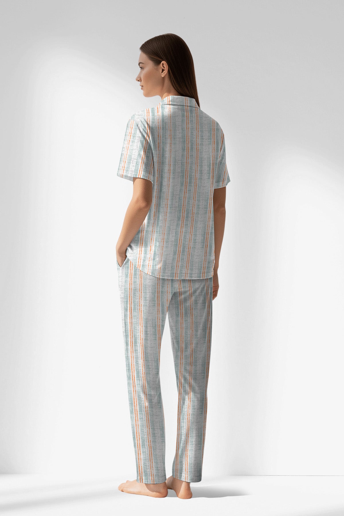 Woman Polyviscon Liner Buttoned Pyjama Set - ROTASYON - Image 3