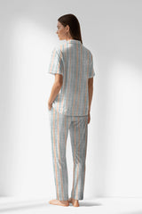 Woman Polyviscon Liner Buttoned Pyjama Set - ROTASYON - Image 3