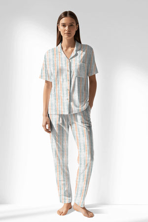Woman Polyviscon Liner Buttoned Pyjama Set - ROTASYON - Image 1