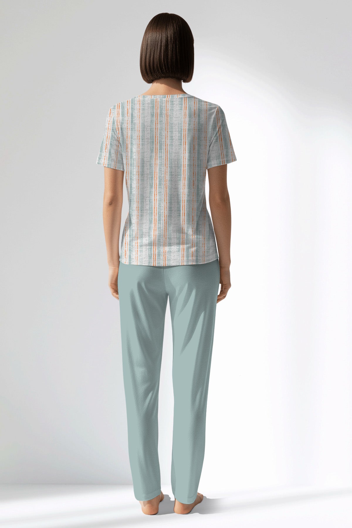 Woman Polyviscon Liner Pocket Detail Pyjama Set - ROTASYON - Image 3