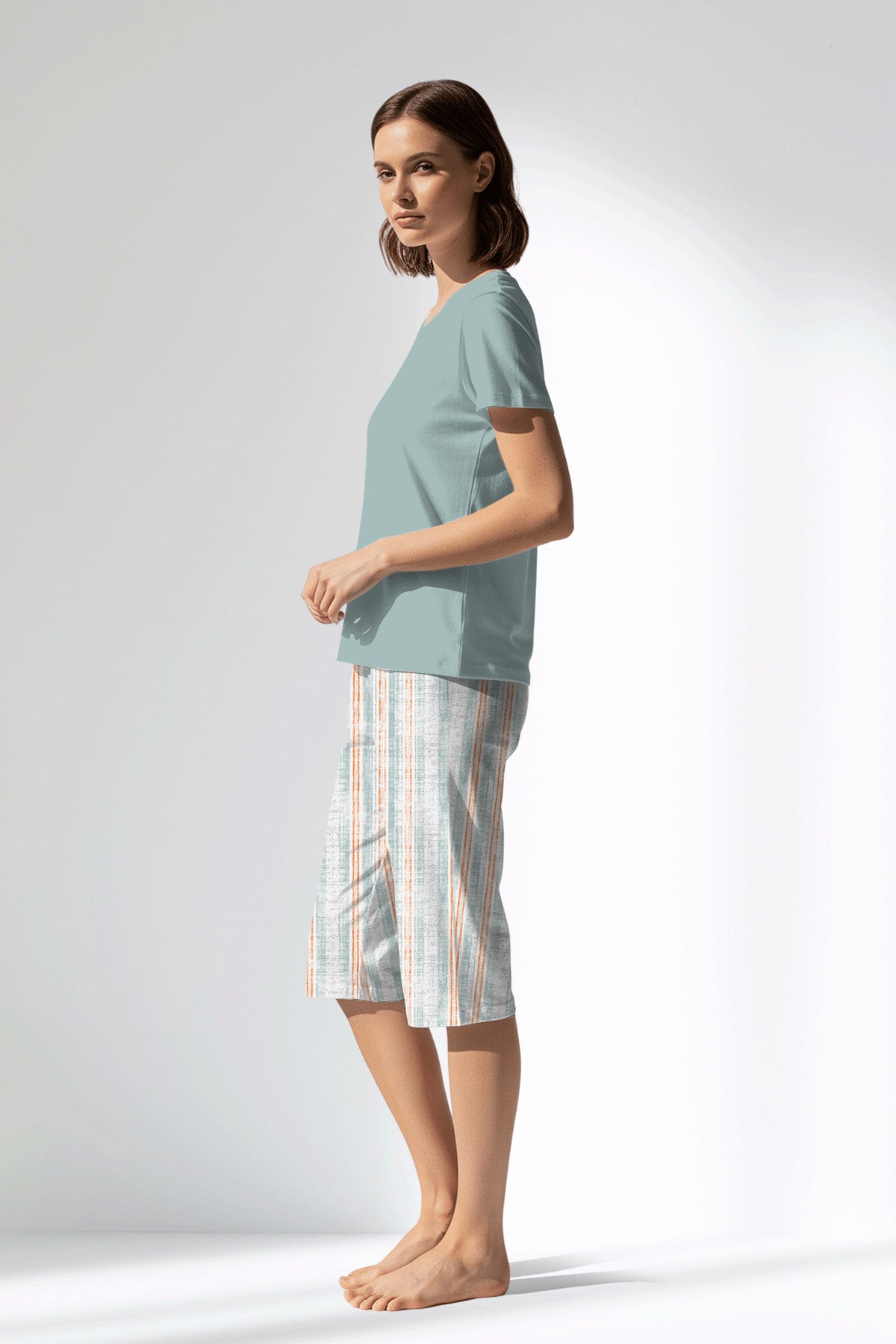 Woman Polyviscon Liner Capri Set - BLUE HAZE - Image 2