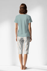 Woman Polyviscon Liner Capri Set - BLUE HAZE - Image 1