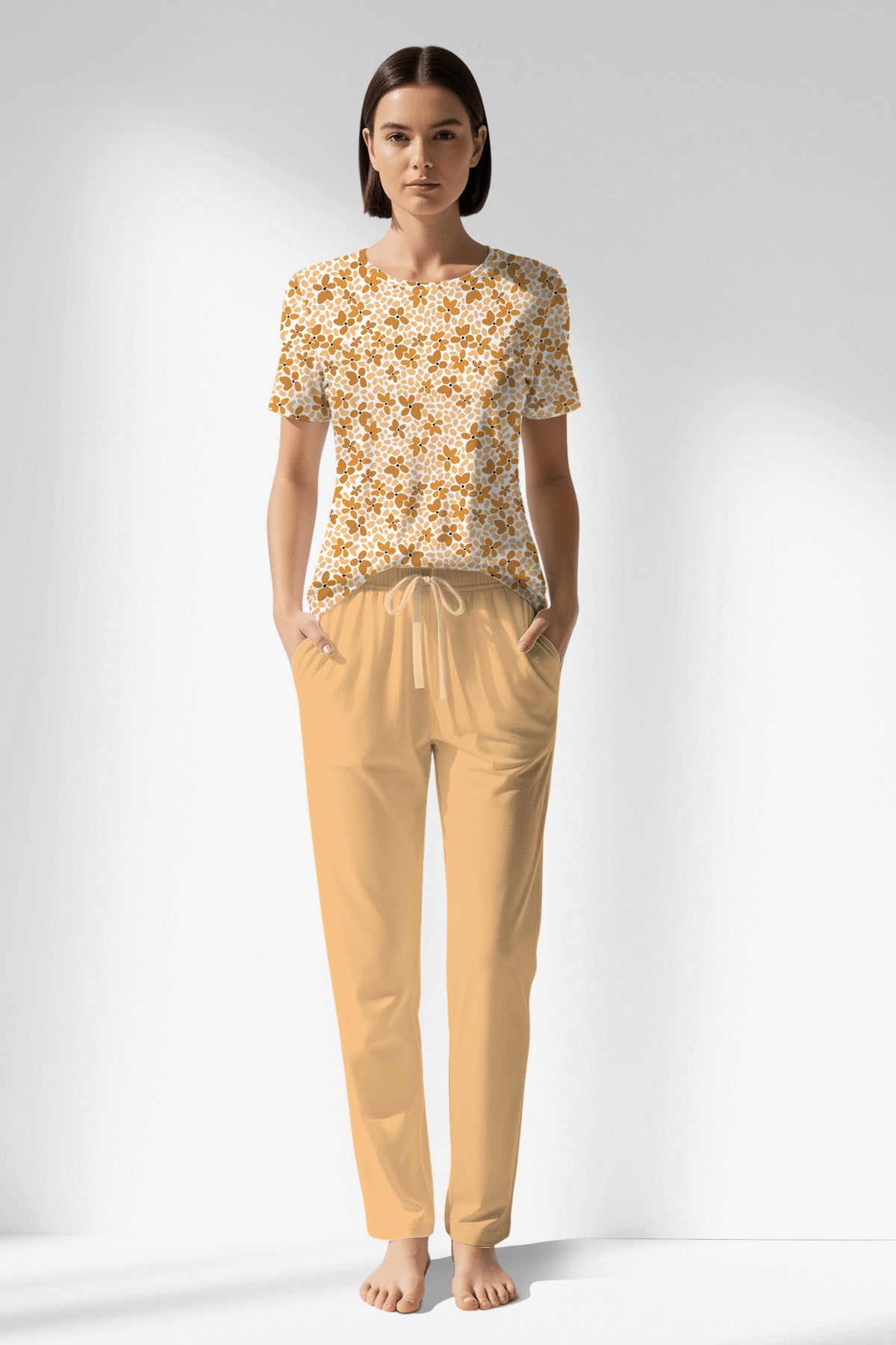 Woman Polyviscon Mellow Pocket Detail Pyjama Set - ROTASYON - Image 1