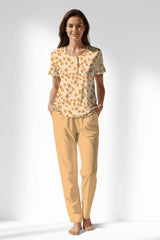 Woman Polyviscon Mellow Buttoned Collar Pyjama Set - ROTASYON - Image 1