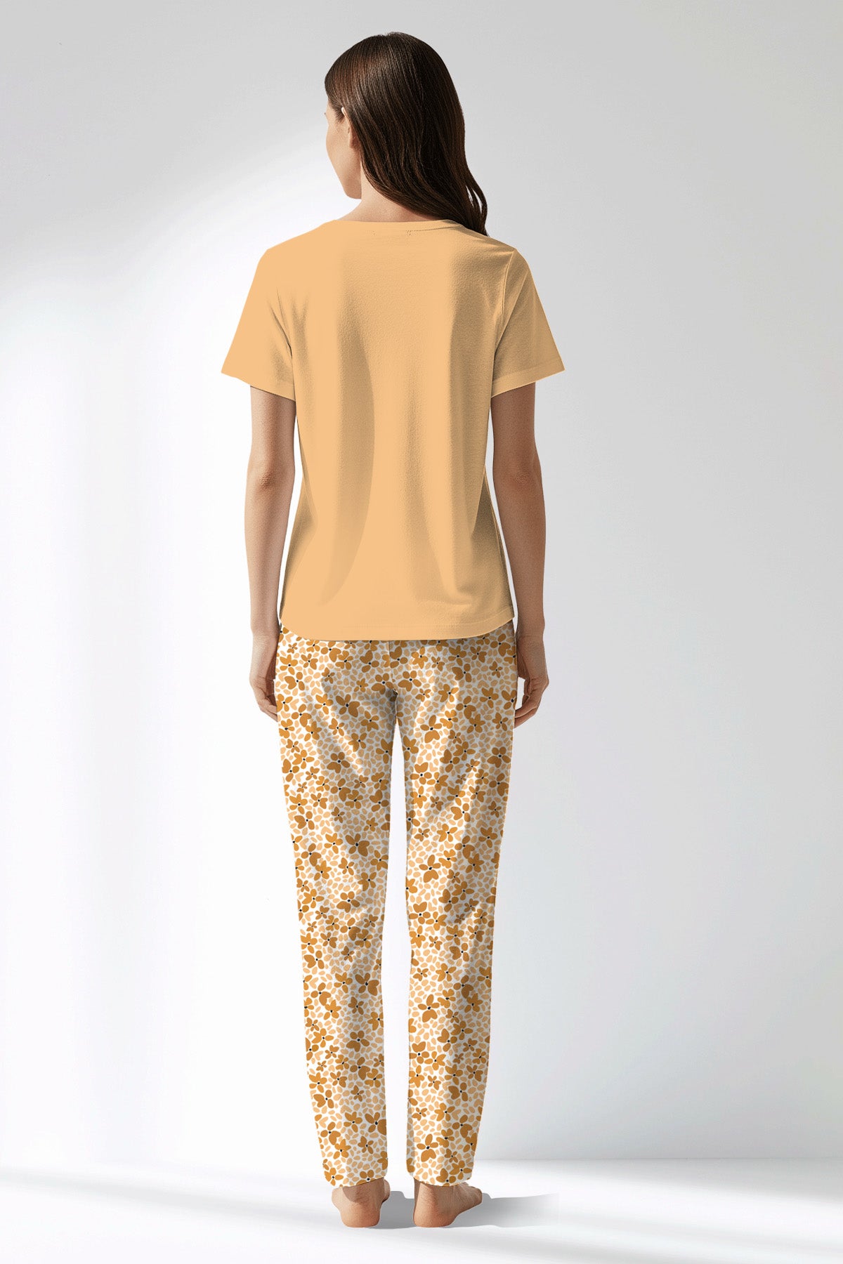 Woman Polyviscon Mellow Drop Collar Pyjama Set - SUNBURST - Image 3