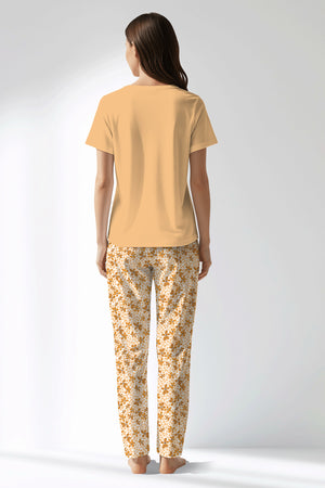 Woman Polyviscon Mellow Drop Collar Pyjama Set - SUNBURST - Image 3