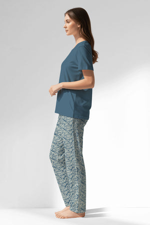 Woman Polyviscon Noble Pyjama Set - SMOKE BLUE - Image 2
