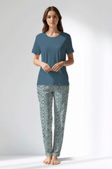 Woman Polyviscon Noble Pyjama Set - SMOKE BLUE - Image 1