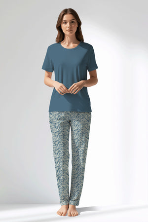 Woman Polyviscon Noble Pyjama Set - SMOKE BLUE - Image 1