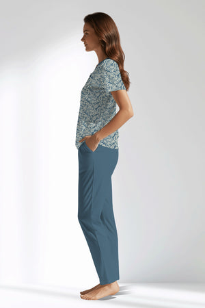 Woman Polyviscon Noble Buttoned Collar Pyjama Set - ROTASYON - Image 2