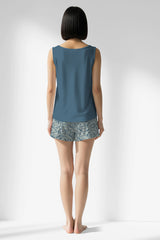 Woman Polyviscon Noble Thick Strap Short Set - SMOKE BLUE - Image 3