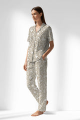 Woman Polyviscon Sprig Buttoned Pyjama Set - ROTASYON - Image 2