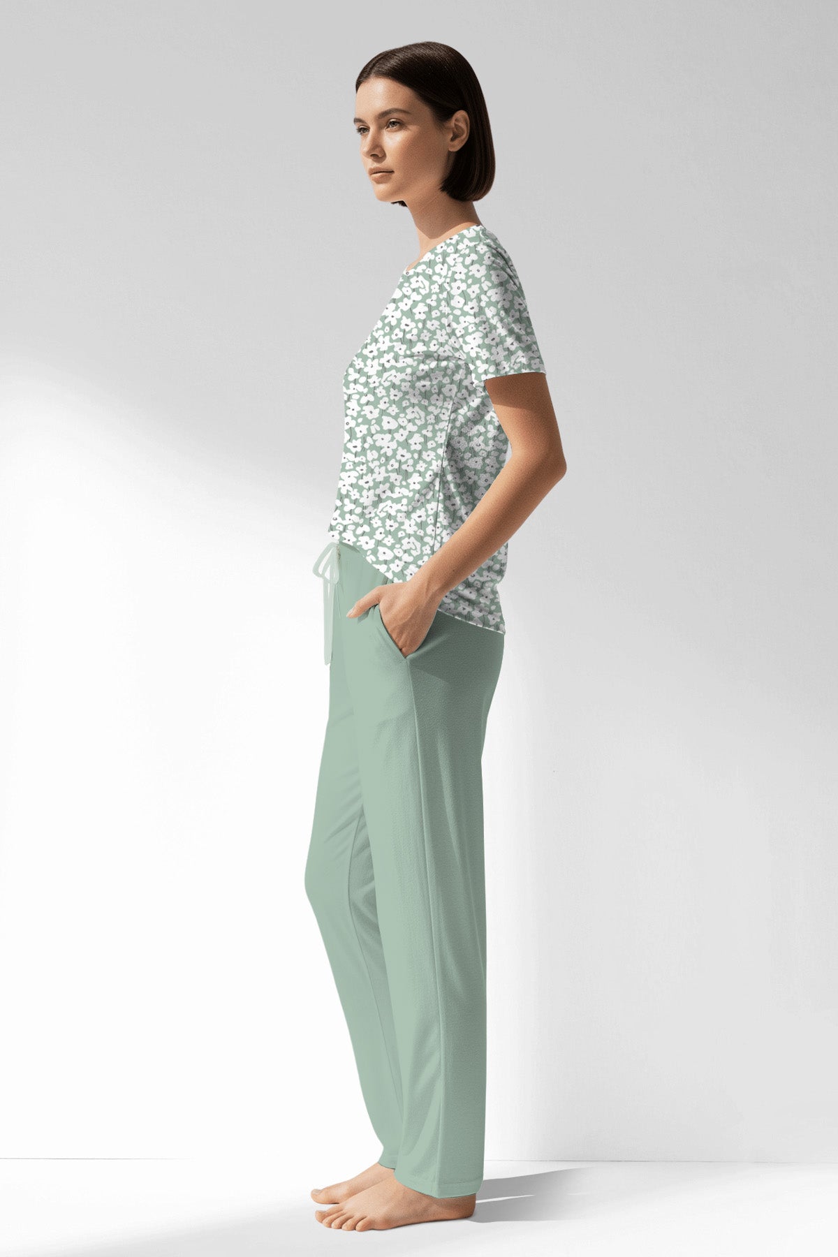 Woman Polyviscon Vanilla Pocket Detail Pyjama Set - B-ROTASYON - Image 2