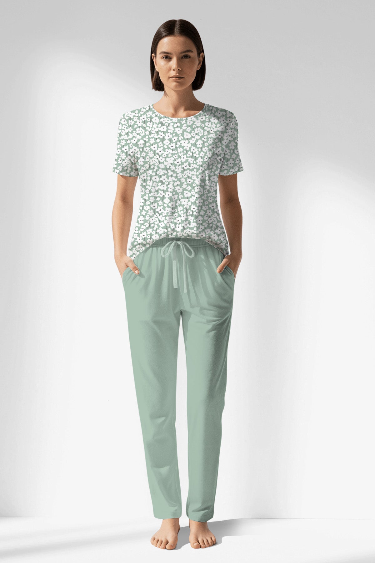 Woman Polyviscon Vanilla Pocket Detail Pyjama Set - B-ROTASYON - Image 1