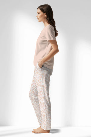 Woman Polyviscon Vanilla Drop Collar Pyjama Set - SOFT PINK - Image 2