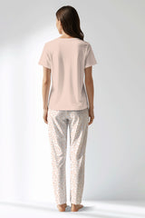 Woman Polyviscon Vanilla Drop Collar Pyjama Set - SOFT PINK - Image 3