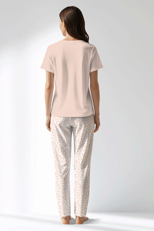 Woman Polyviscon Vanilla Drop Collar Pyjama Set - SOFT PINK - Image 3