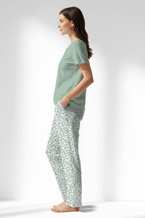Woman Polyviscon Vanilla Drop Collar Pyjama Set - B-AQUA FOAM - Image 2