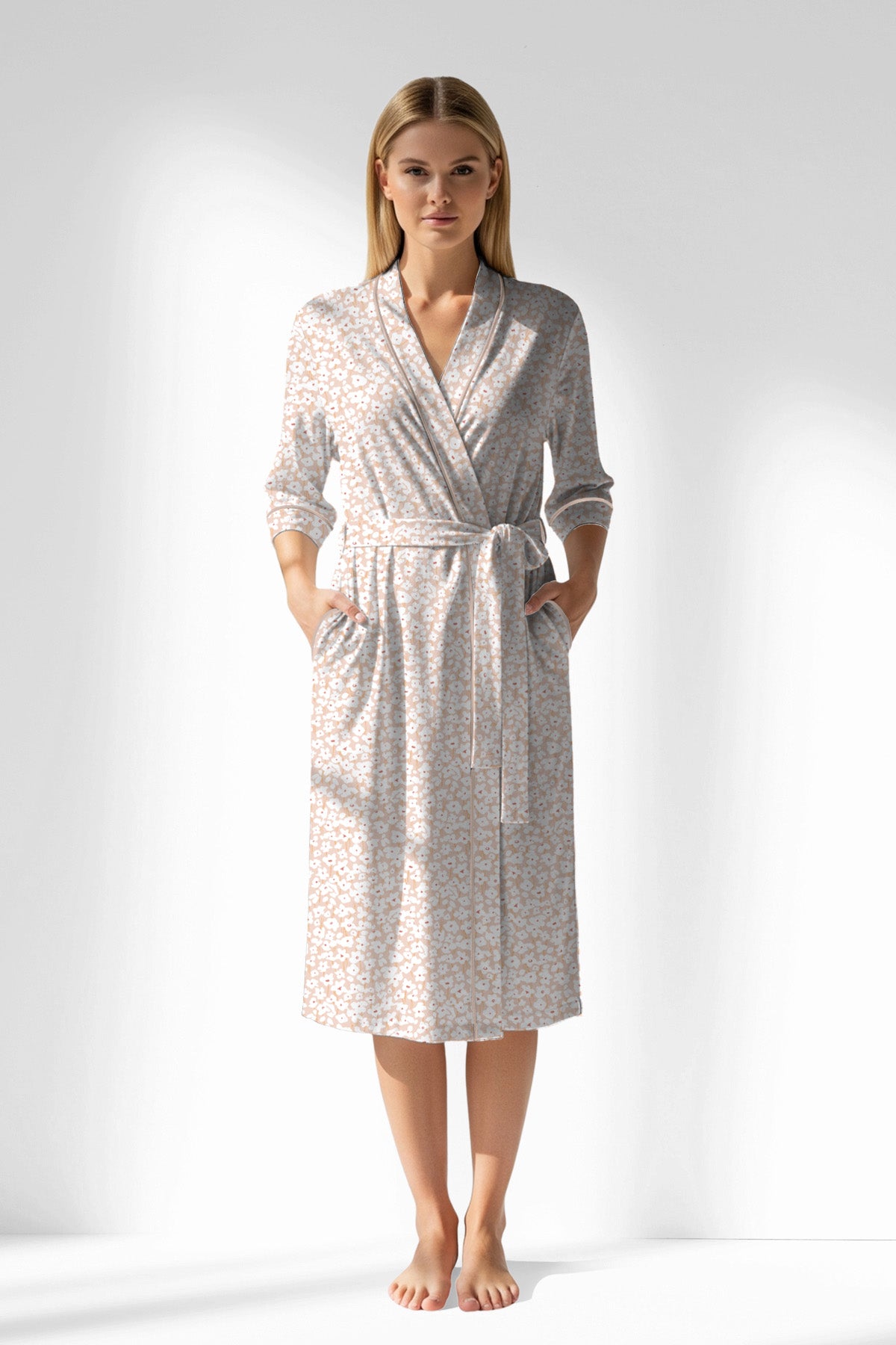 Woman Polyviscon Vanilla Dressing Gown - ROTASYON - Image 1