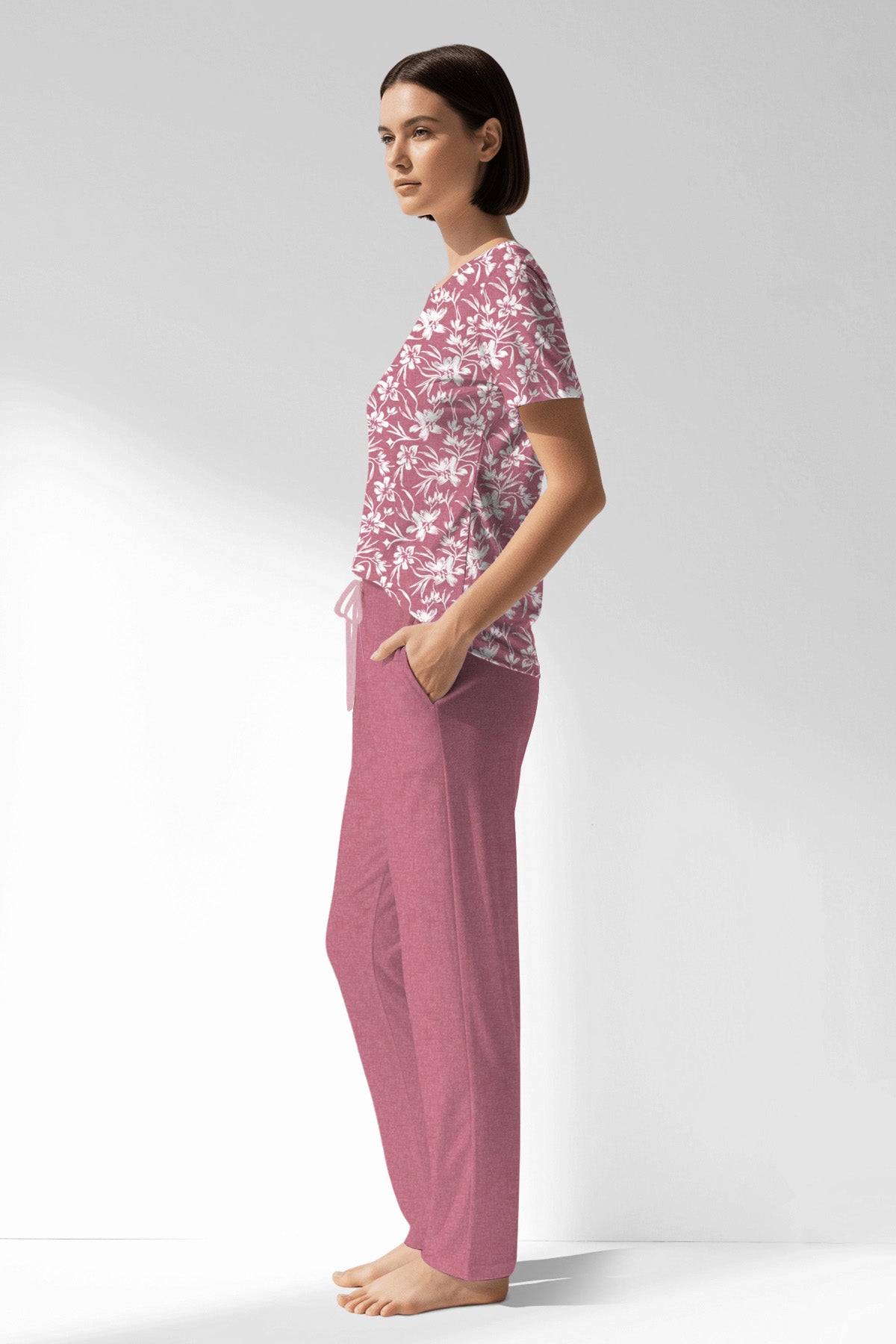 Woman Polyviscon Affection Pocket Detail Pyjama Set - ROTASYON - Image 2