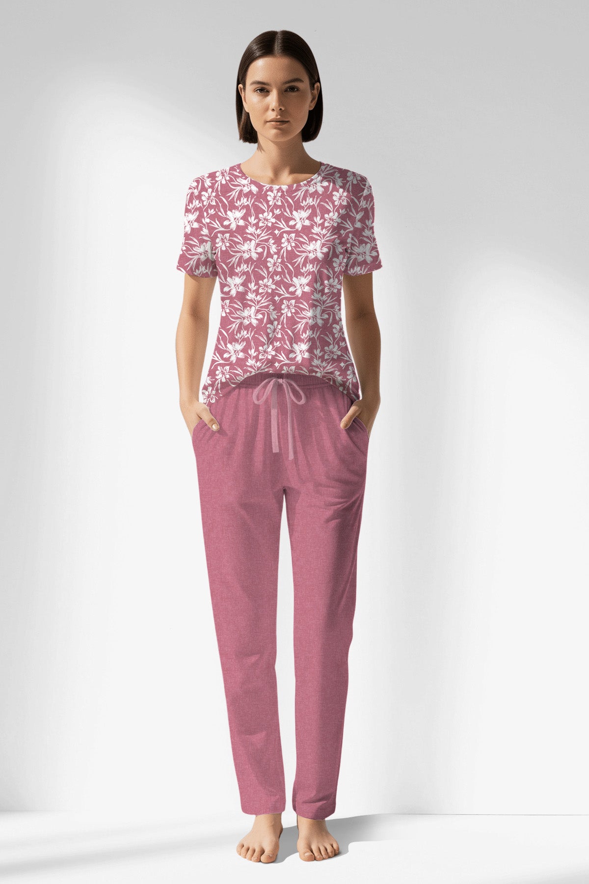 Woman Polyviscon Affection Pocket Detail Pyjama Set - ROTASYON - Image 1