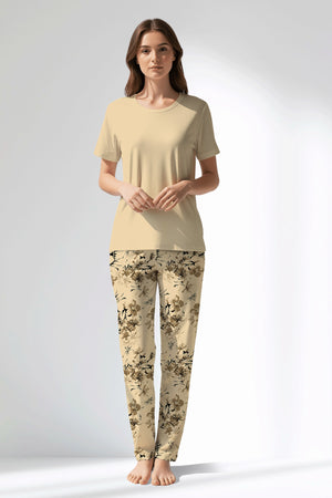 Woman Polyviscon Fleuron Pyjama Set - METRAJ ZEMIN - Image 1