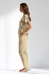 Woman Polyviscon Fleuron Buttoned Collar Pyjama Set - ROTASYON - Image 2