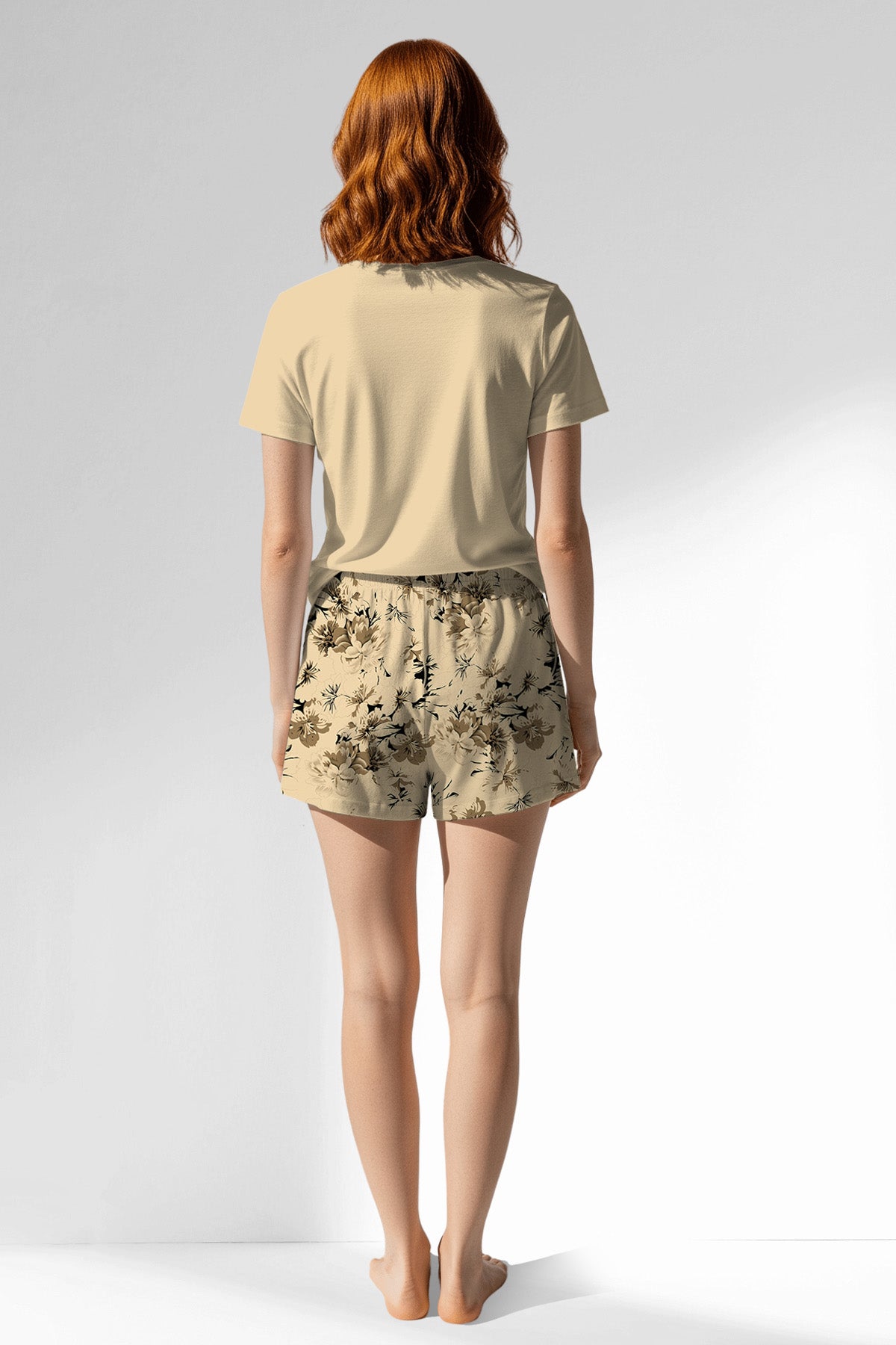 Woman Polyviscon Fleuron Short Set - METRAJ ZEMIN - Image 3