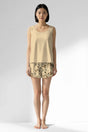 Woman Polyviscon Fleuron Thick Strap Short Set - METRAJ ZEMIN - Image 1