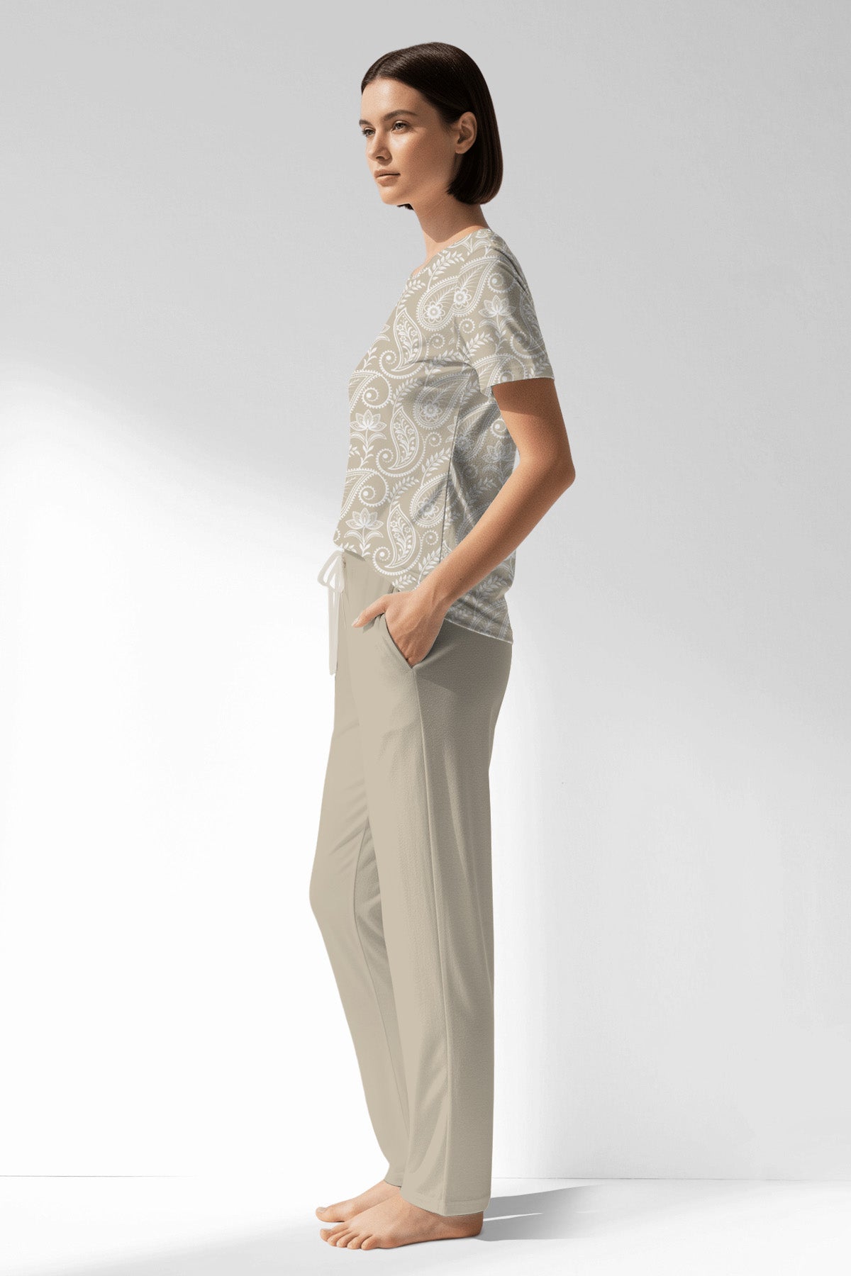 Woman Polyviscon Lunafleur Pocket Detail Pyjama Set - ROTASYON - Image 2