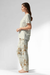Woman Polyviscon Magnolia Pyjama Set - METRAJ ZEMIN - Image 2