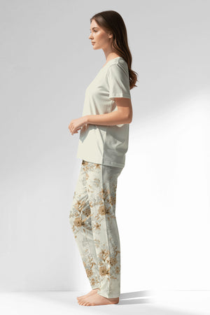 Woman Polyviscon Magnolia Pyjama Set - METRAJ ZEMIN - Image 2