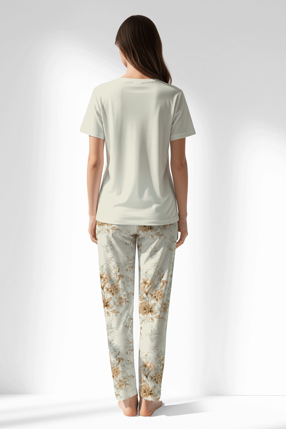 Woman Polyviscon Magnolia Pyjama Set - METRAJ ZEMIN - Image 3