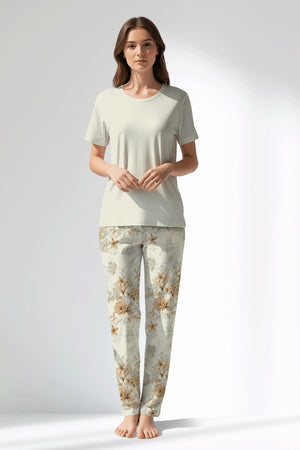 Woman Polyviscon Magnolia Pyjama Set - METRAJ ZEMIN - Image 1