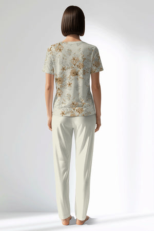 Woman Polyviscon Magnolia Pocket Detail Pyjama Set - ROTASYON - Image 3