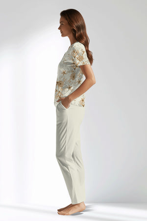 Woman Polyviscon Magnolia Buttoned Collar Pyjama Set - ROTASYON - Image 2