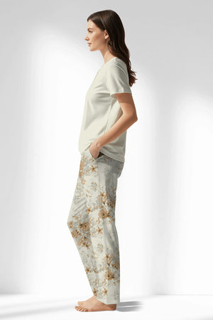 Woman Polyviscon Magnolia Drop Collar Pyjama Set - METRAJ ZEMIN - Image 2
