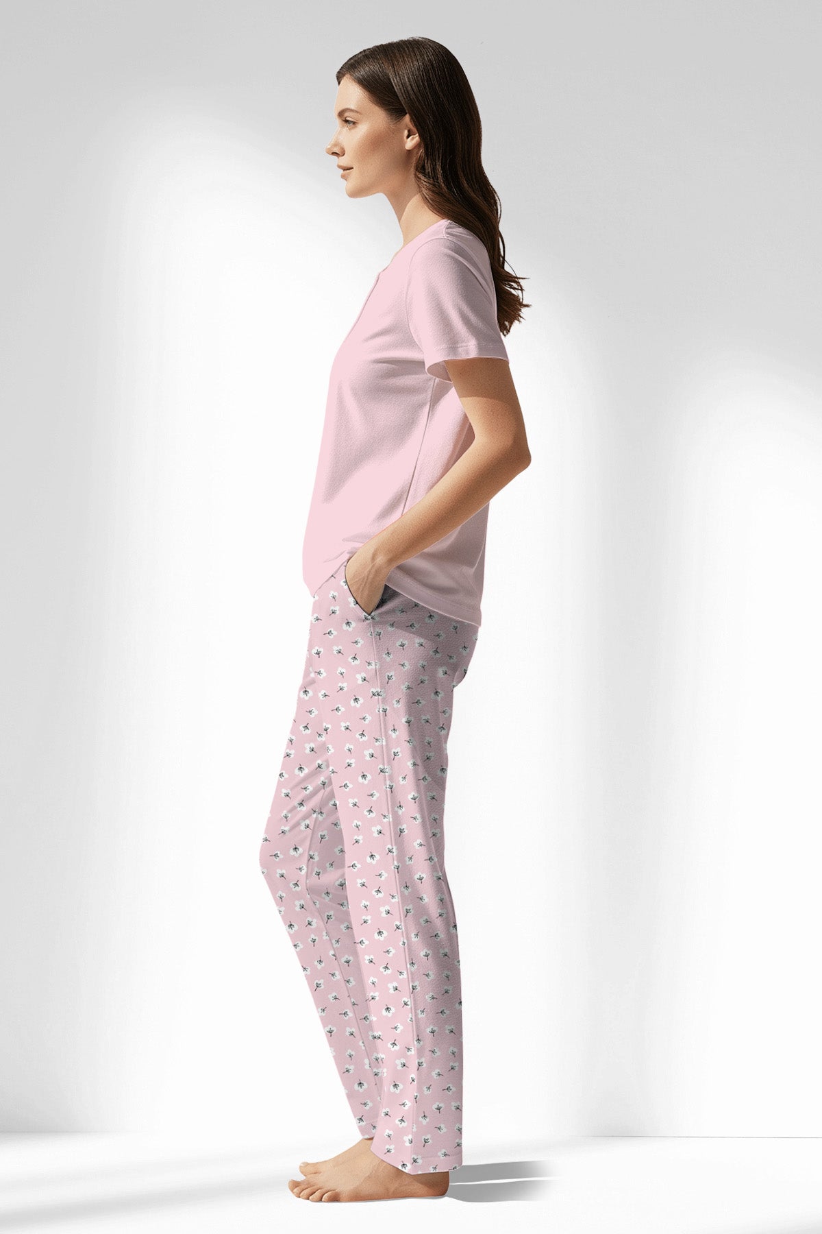 Woman Polyviscon Cloud Drop Collar Pyjama Set - 12-2906 - Image 2